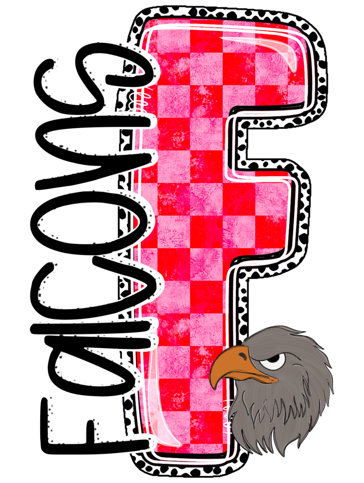 Grunge Checker Letter Mascot Falcons