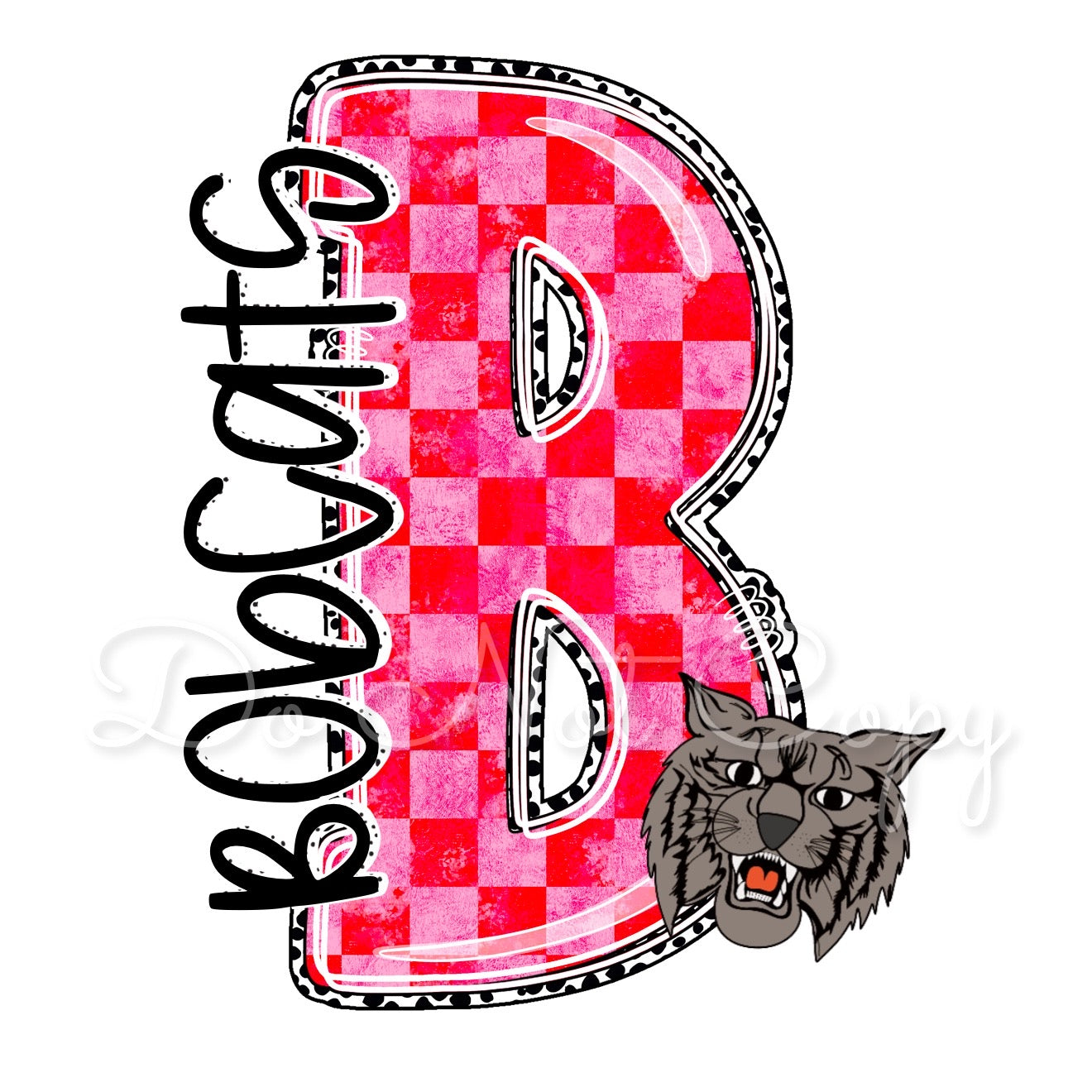 Grunge Checker Mascot Bobcats