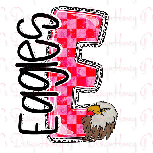 Grunge Checker Letter Mascot Eagles