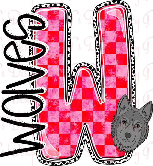 Grunge Checker Mascot Wolves