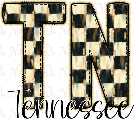Checkered glittery State Tn