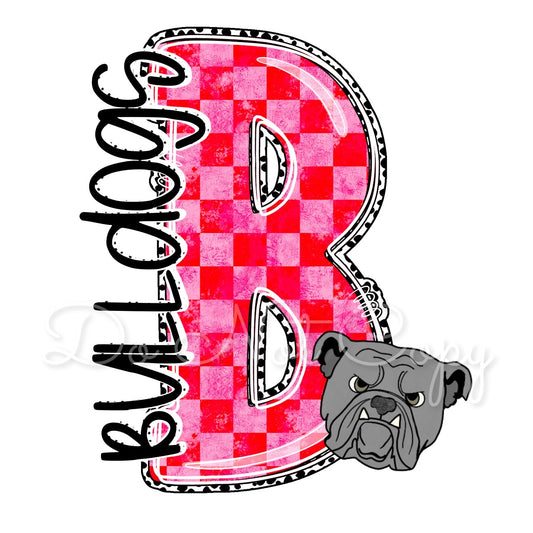 Grunge Checker Letter Mascot Bulldogs