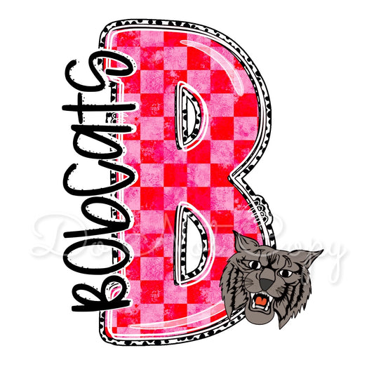 Grunge Checker Mascot Bobcats